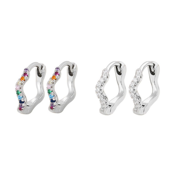 Rainbow Color Gem Twist Hoop Earrings