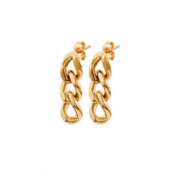 Thick Cuban Link Chain Drop Earrings