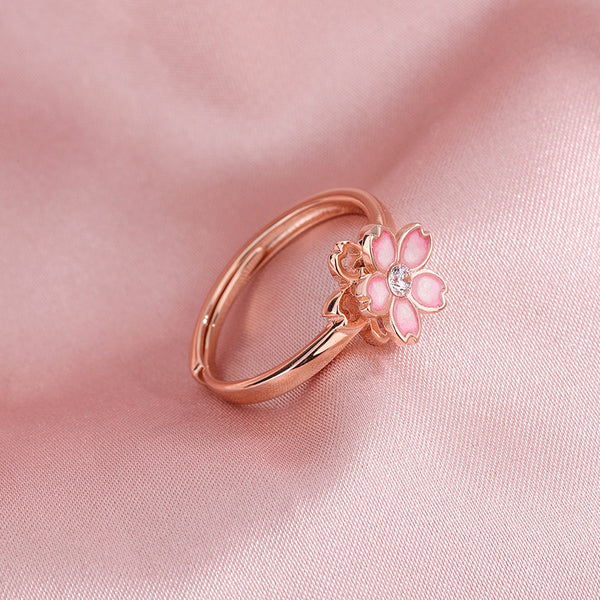 Pink Cherry Blossom Fidget Spinner Ring