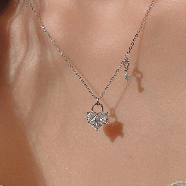 Silver Heart Lock Necklace