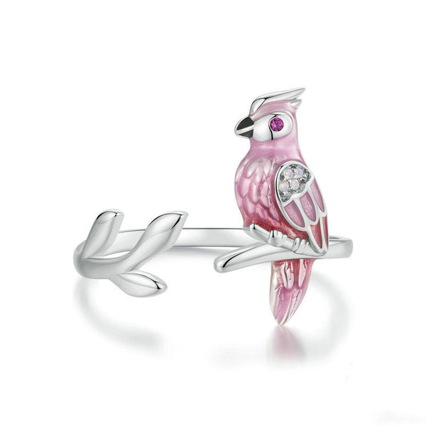 Pink Enamel Parrot Ring