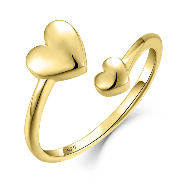 Double Heart Stacking Bypass Ring