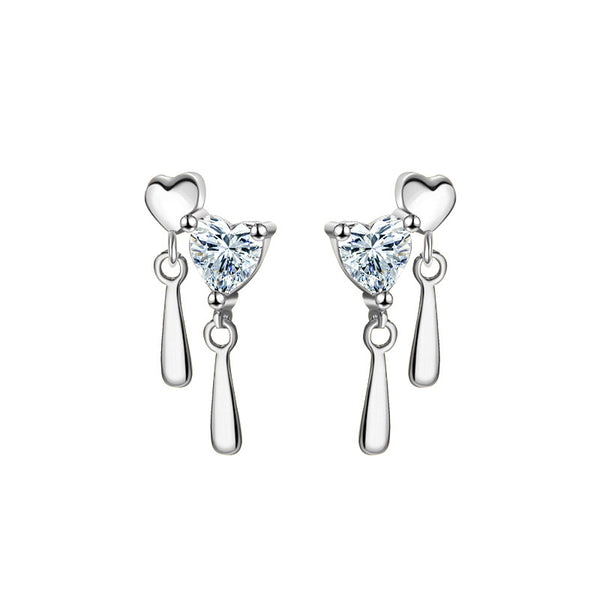 Dainty Heart Dangle Drop Earrings