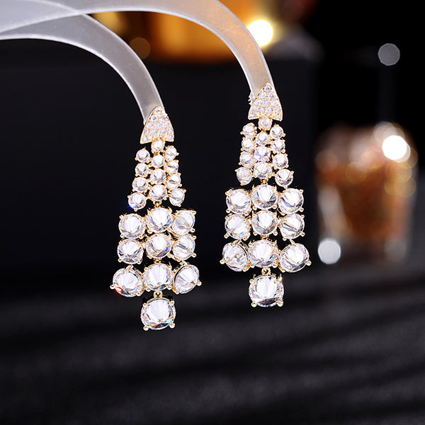 Color Gemstone Wedding Drop Earrings