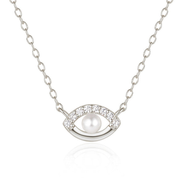 Dainty Pearl Evil Eye Necklace