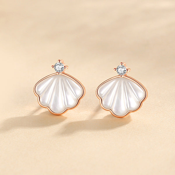 Mother Of Pearl Seashell Stud Earrings