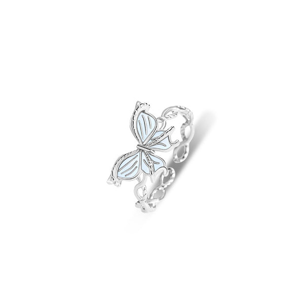 Luminous Butterfly Couple Matching Ring