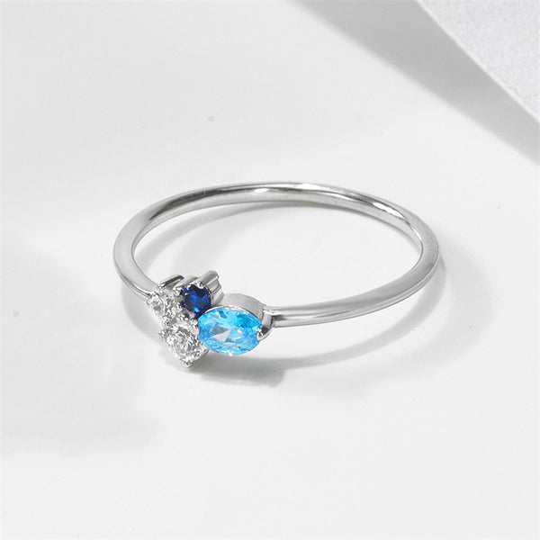 Color Gemstone Wedding Slim Ring