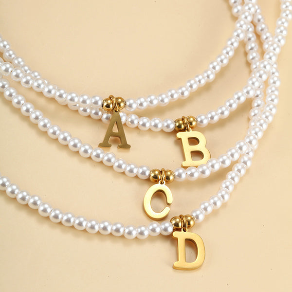 Initial Letter Pearl Necklace