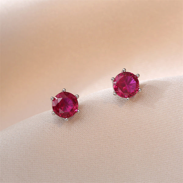 Six-Prong Birthstone Stud Earrings