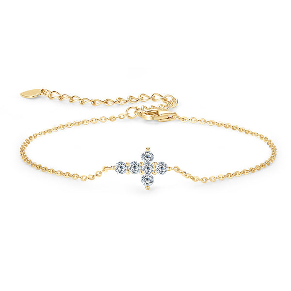 Moissanite Cross Wedding Charm Bracelet