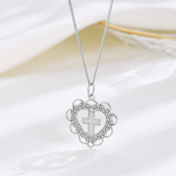 Heart Cross Pendant Necklace