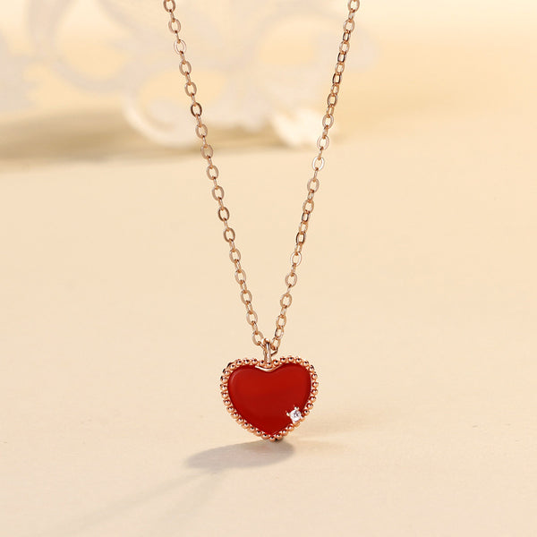 Red Agate Heart Pendant Necklace