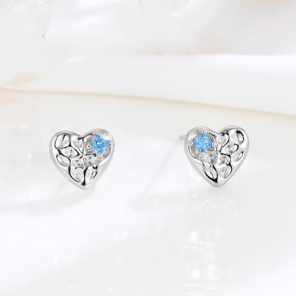 Color Gemstone Heart Stud Earrings