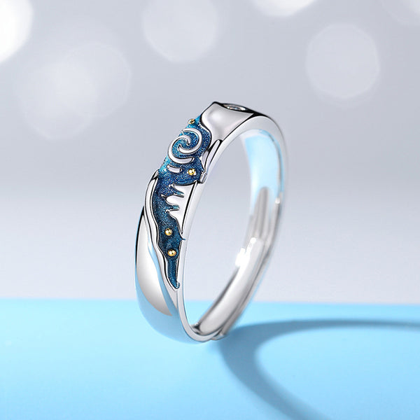 Enamel Starry Sky Couple Ring