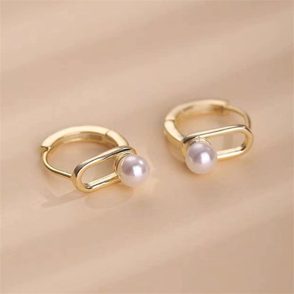 Pin Pearl Hoop Earrings