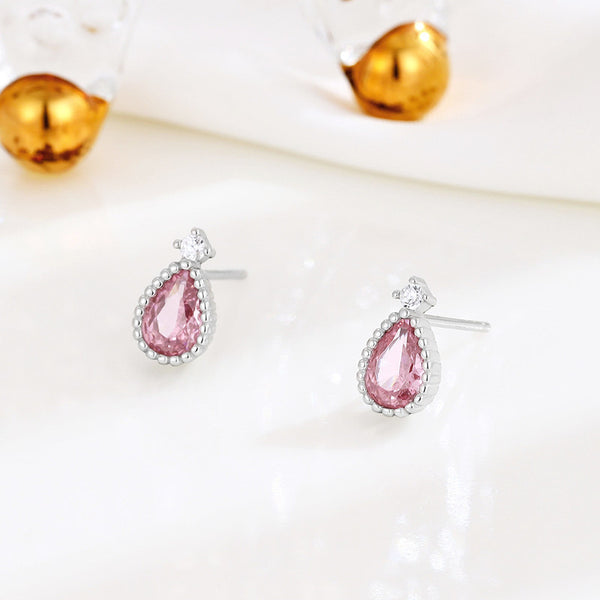 Color Gemstone Teardrop Stud Earrings