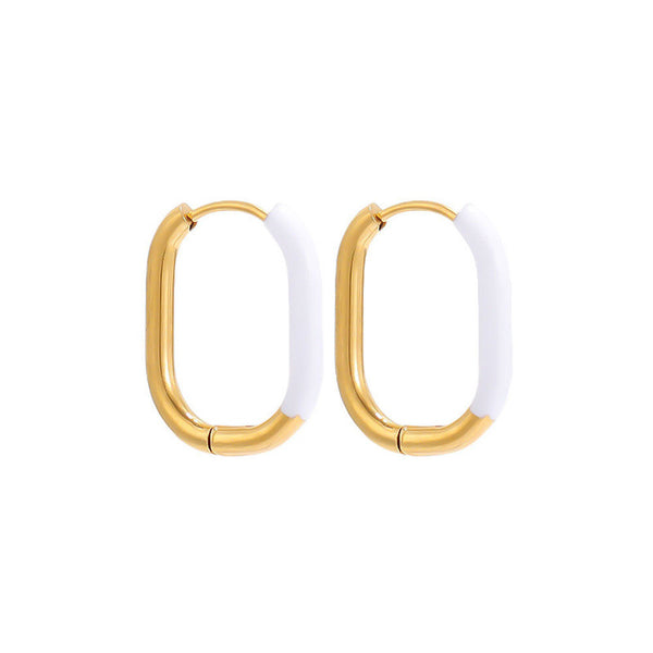 Colored Enamel U Shaped Hoop Earrings