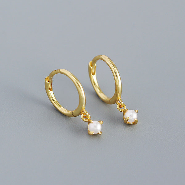 Imitation Pearl Hoop Earrings