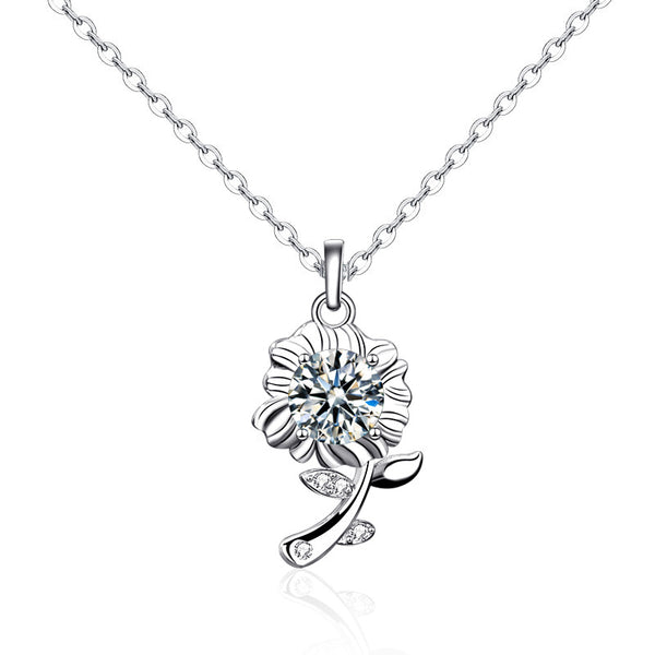 Moissanite Sunflower Engagement Necklace