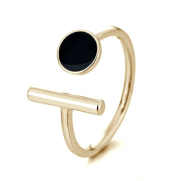 Black Enamel Open Ring