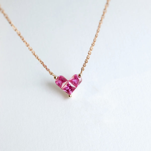 Ruby Heart Pendant Necklace