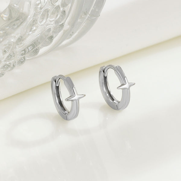 Simple Cross Hoop Earrings