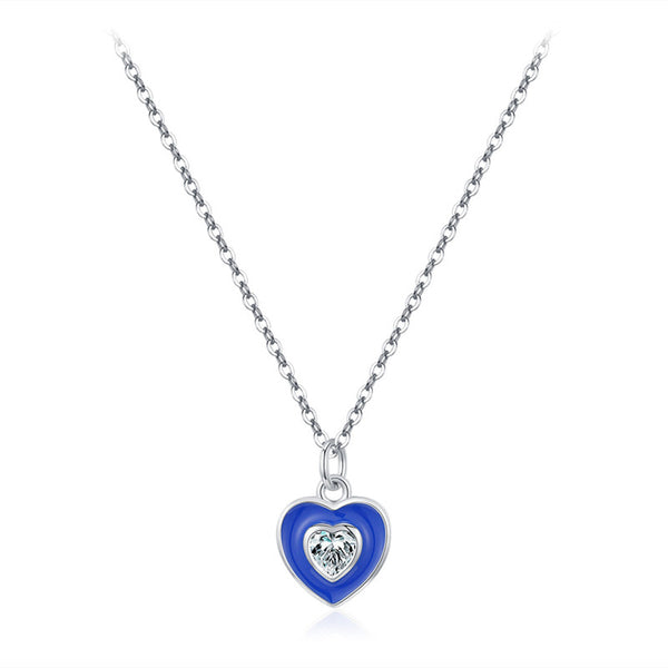 Blue Evil Eye Heart Necklace