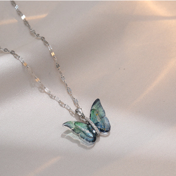 Color Butterfly Pendant Wedding Necklace