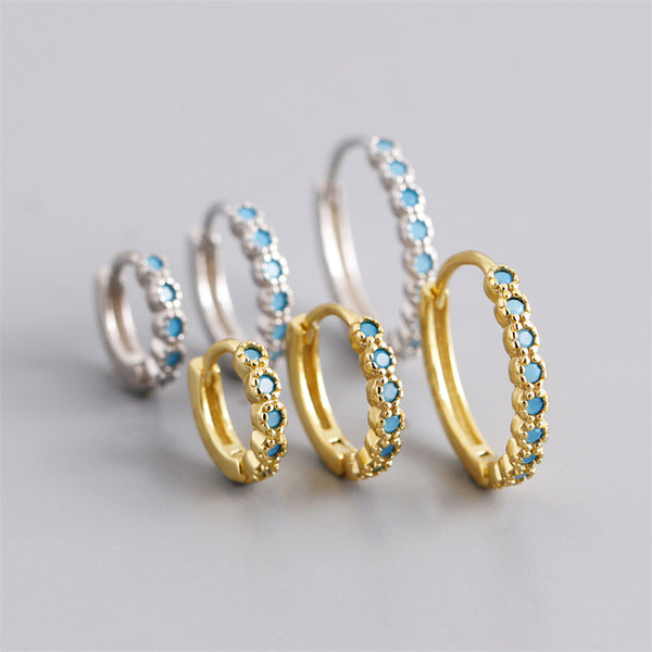 Blue Stone Hoop Wedding Earring