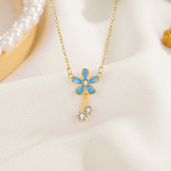 Blue Flower Pendant Necklace