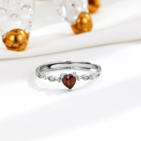 Color Gemstone Heart Stacking Ring