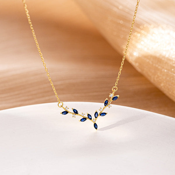 Blue Stone Deer Antler Wedding Necklace