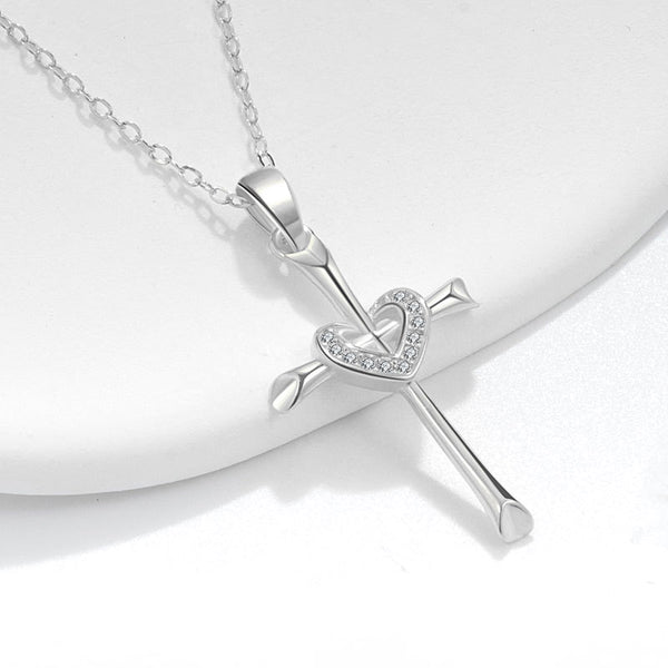 Heart Cross Pendant Necklace