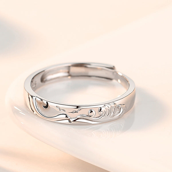 Mountain Ocean Couple Matching Ring