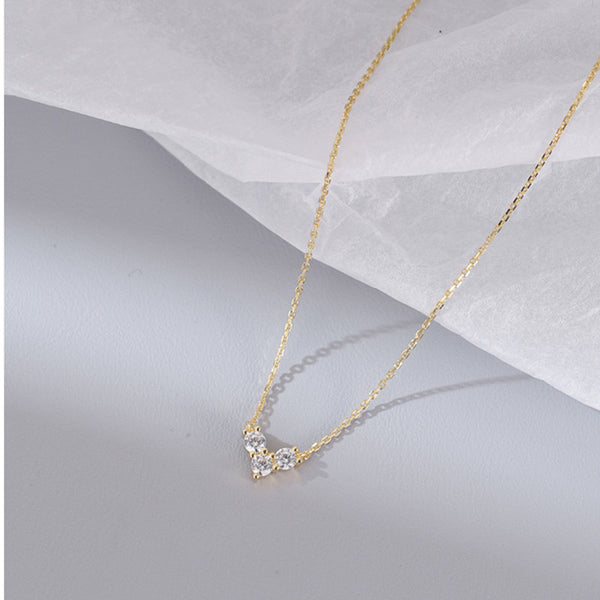 Triple Zircon Heart Pendant Necklace