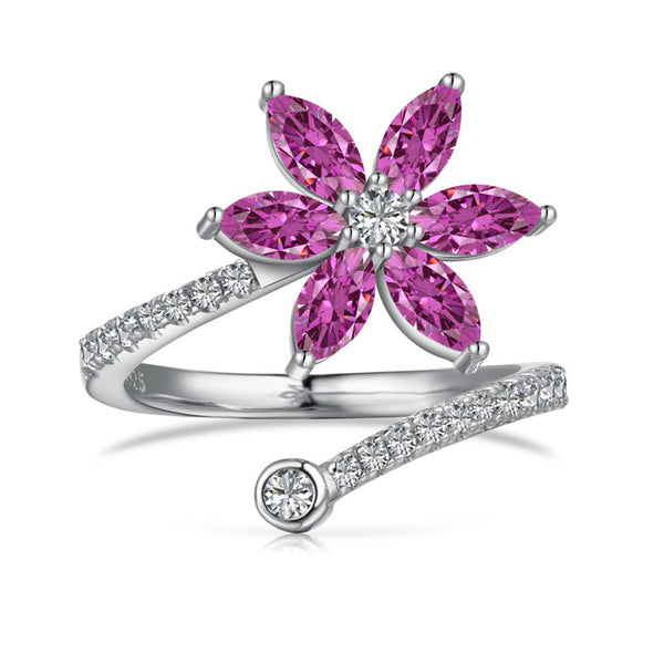 Dainty Flowers Set With Zircon Ring