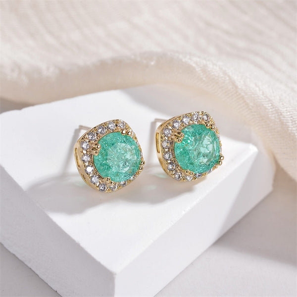 Color Gemstone Wedding Stud Earrings