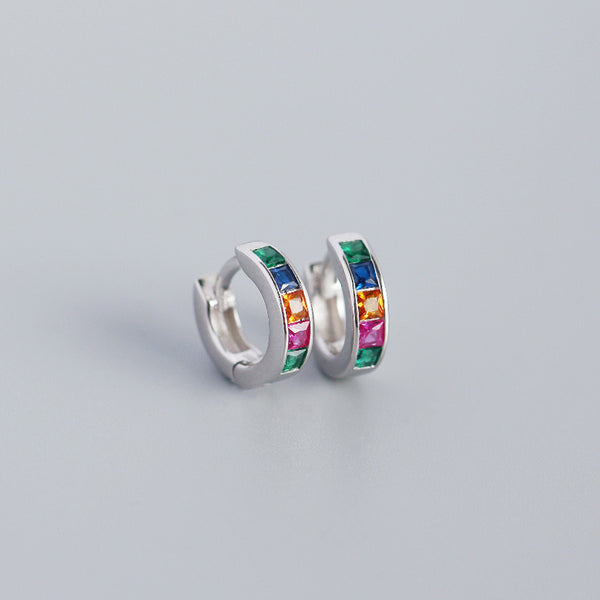 Color Gemstone Hoop Wedding Earrings