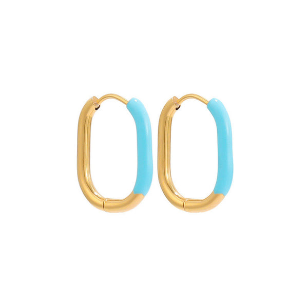 Colored Enamel U Shaped Hoop Earrings