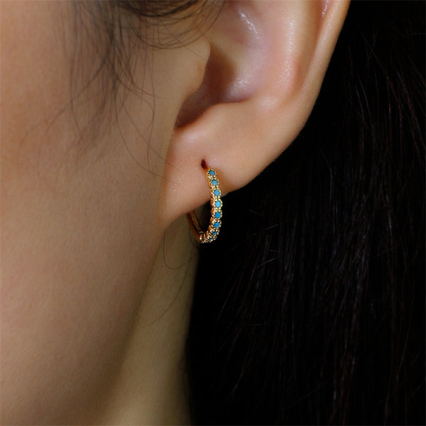 Blue Stone Hoop Wedding Earring