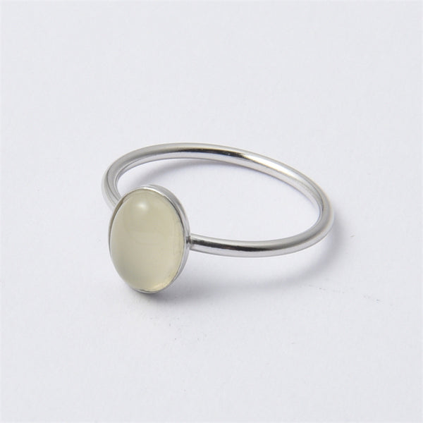 Oval Chalcedony Setting Thin Band Ring