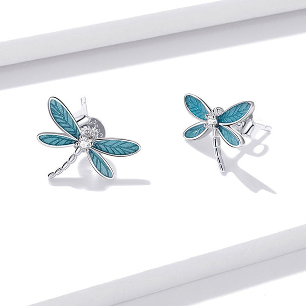 Blue Dragonfly Stud Earrings