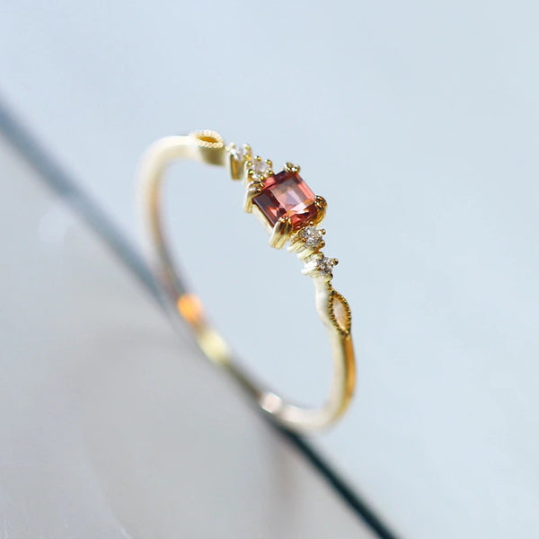 Garnet Stone Slim Ring