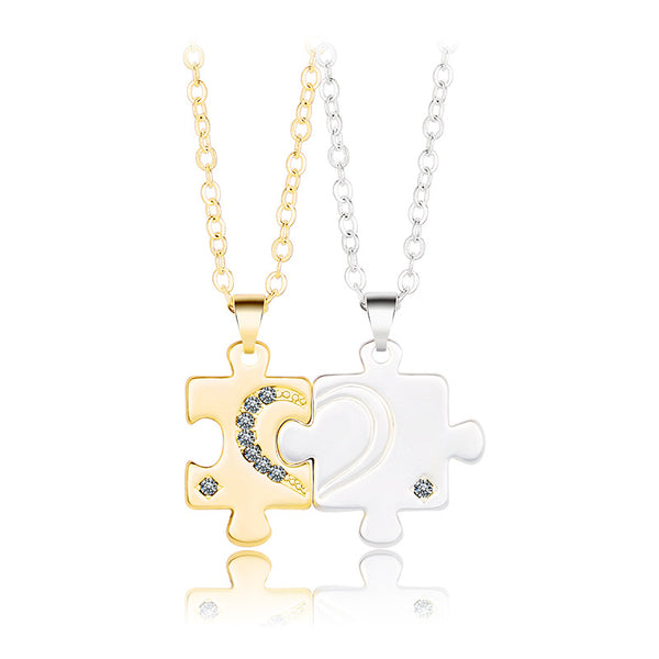 Heart Puzzle Couple Necklace