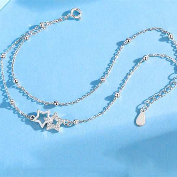 Star Charm Bead Double Chain Bracelet