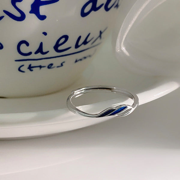 Blue Enamel Ocean Adjustable Ring