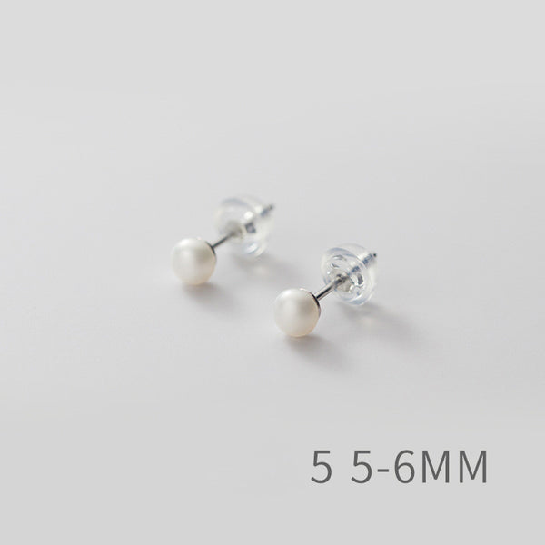 Sterling Silver Pearl Stud Earrings