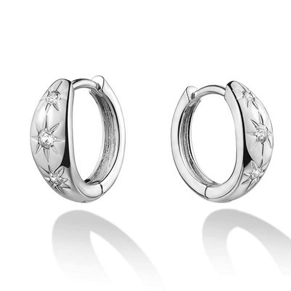 Eight-Pointed Star Hoop Earrings