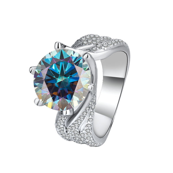 Six-Prong Color Moissanite Engagement Ring